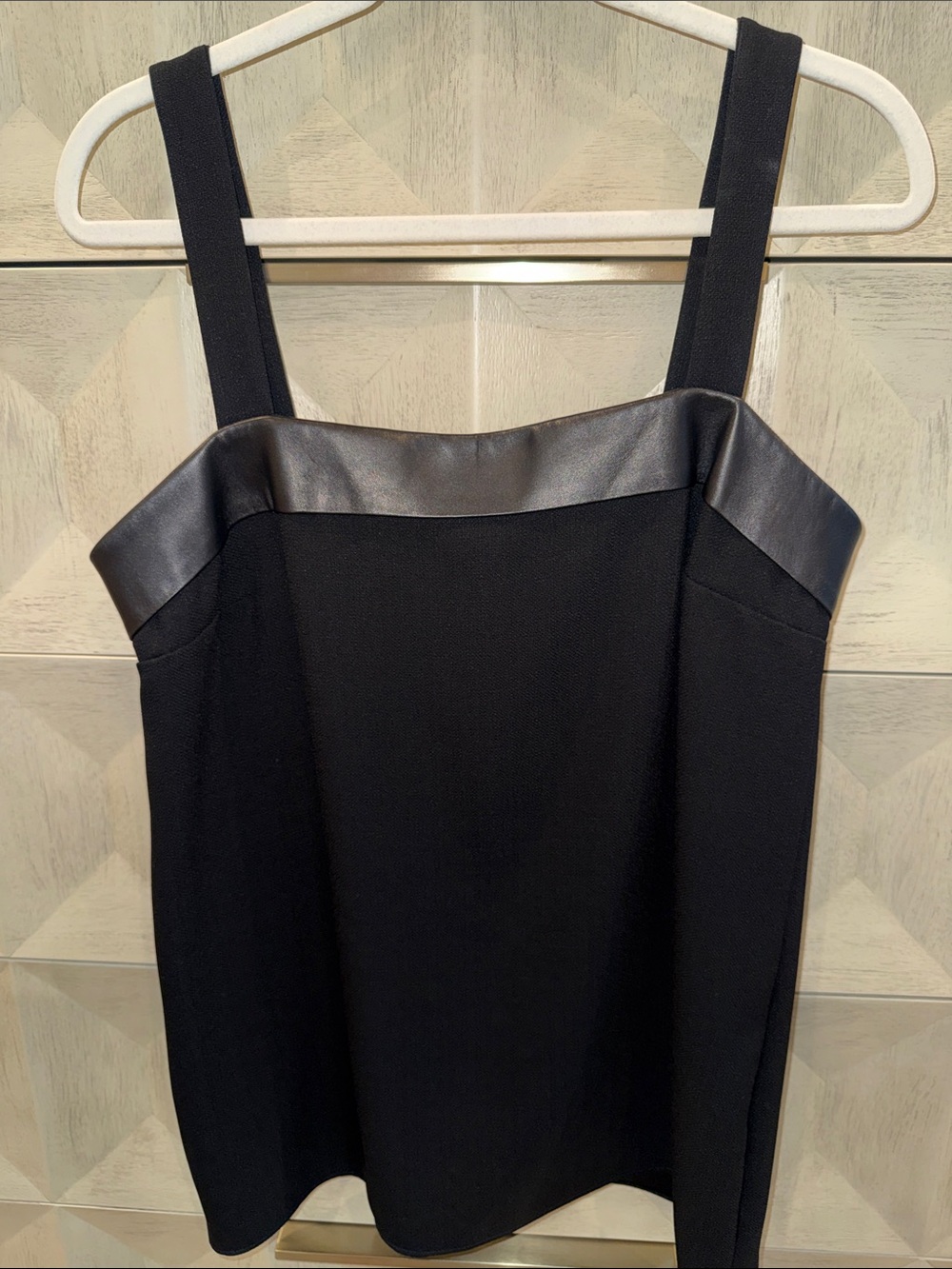 Gucci Black Sleeveless Top with Leather Trim
